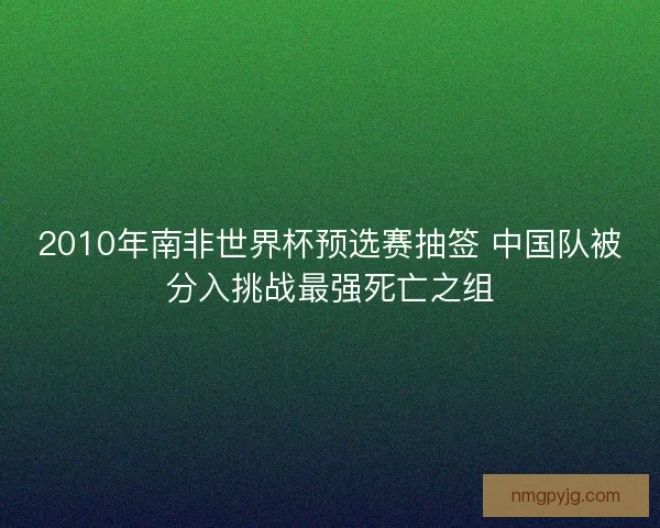 2010年南非世界杯预选赛抽签 中国队被分入挑战最强死亡之组 2010年南非世界杯预选赛抽签 中国队被分入挑战最强死亡之组