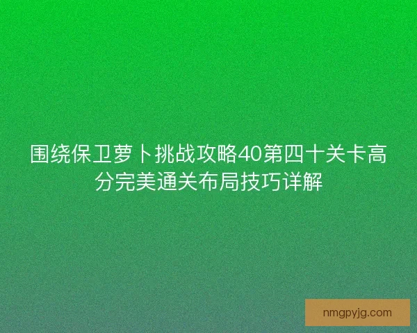 围绕保卫萝卜挑战攻略40第四十关卡高分完美通关布局技巧详解 围绕保卫萝卜挑战攻略40第四十关卡高分完美通关布局技巧详解
