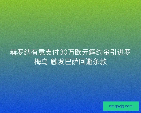 赫罗纳有意支付30万欧元解约金引进罗梅乌 触发巴萨回避条款