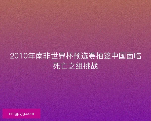 2010年南非世界杯预选赛抽签中国面临死亡之组挑战