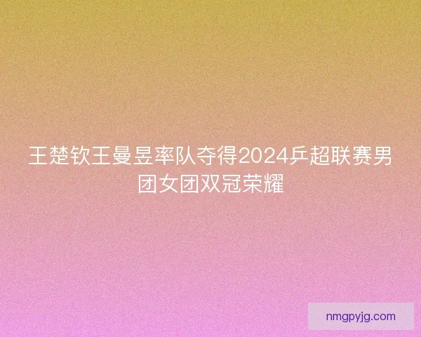 王楚钦王曼昱率队夺得2024乒超联赛男团女团双冠荣耀