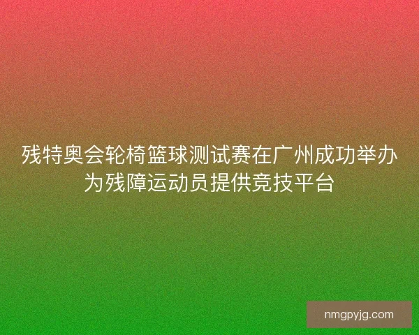 残特奥会轮椅篮球测试赛在广州成功举办为残障运动员提供竞技平台